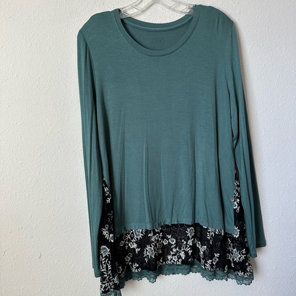 Pull Tunique Absolutely Famous - Taille Large/2X, Manches Longues, Couleur Teal Rayé